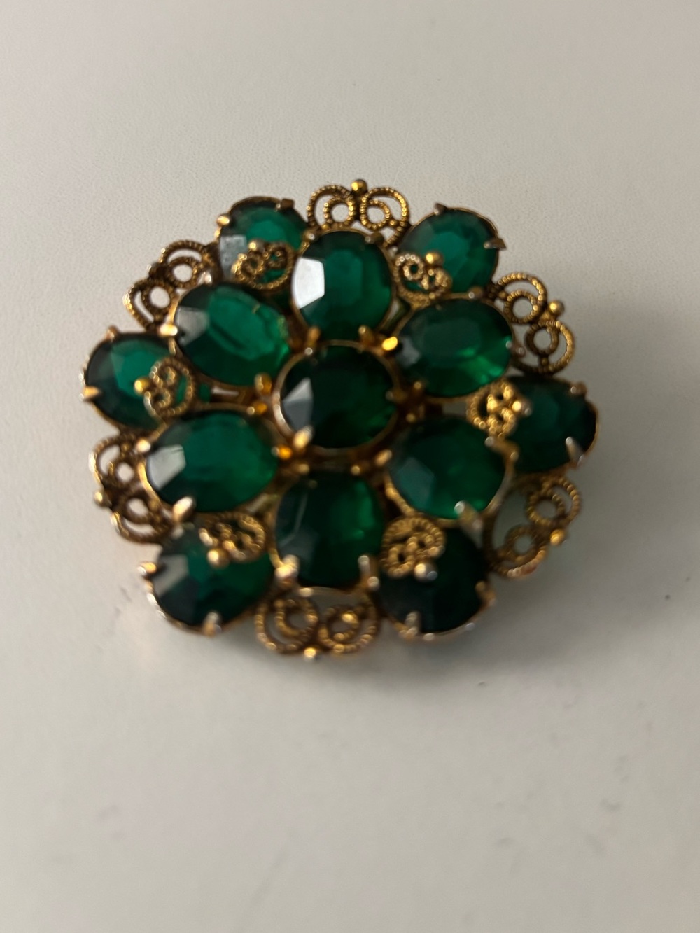 Vintage green cluster brooch
